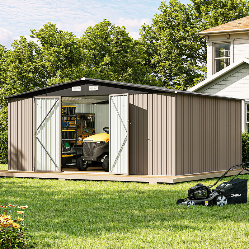 JolyDale 14 Ft. W X 12 Ft. D Outdoor Metal Storage Shed & Reviews